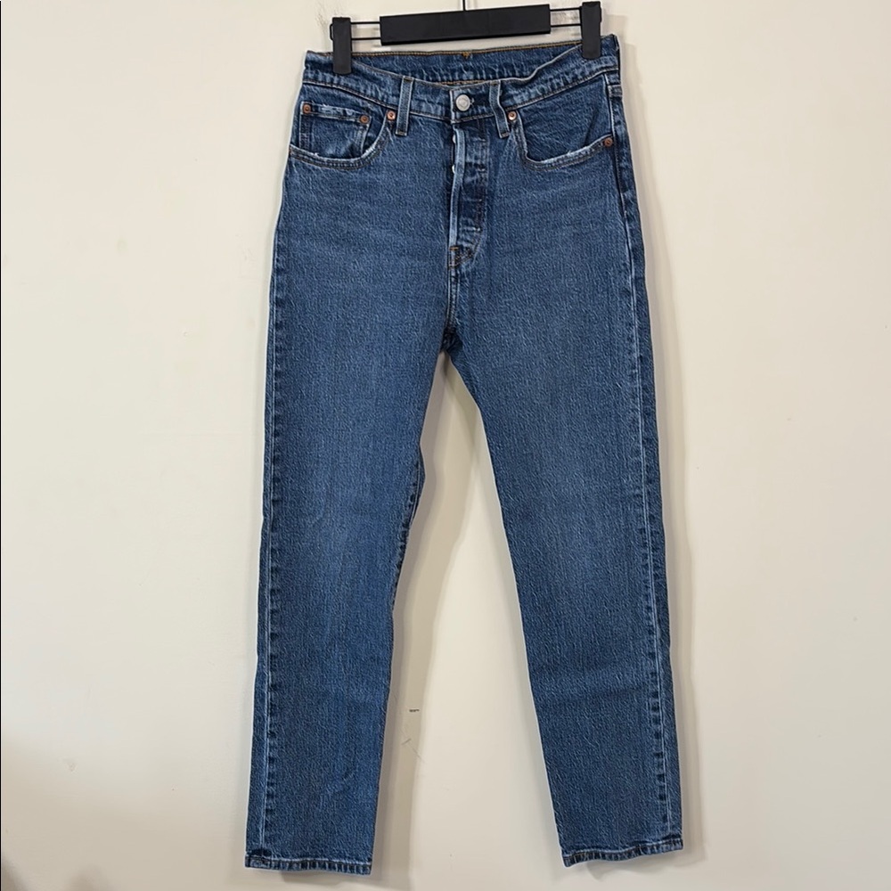 Levi’s 501 Original Fit Jeans Dark Wash Denim Jeans Size 27 - Picture 2 of 12